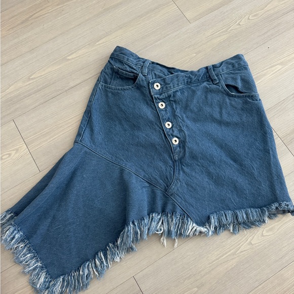 MARQUES'ALMEIDA Asymmetric Frayed Denim Mini Skirt Size UK 6 US 2 - Picture 13 of 16